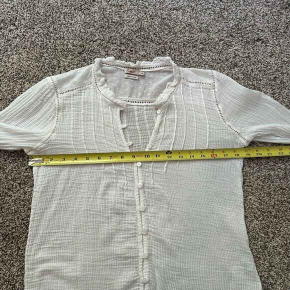 Faherty white cotton button front long sleeve top size S - Picture 11 of 12